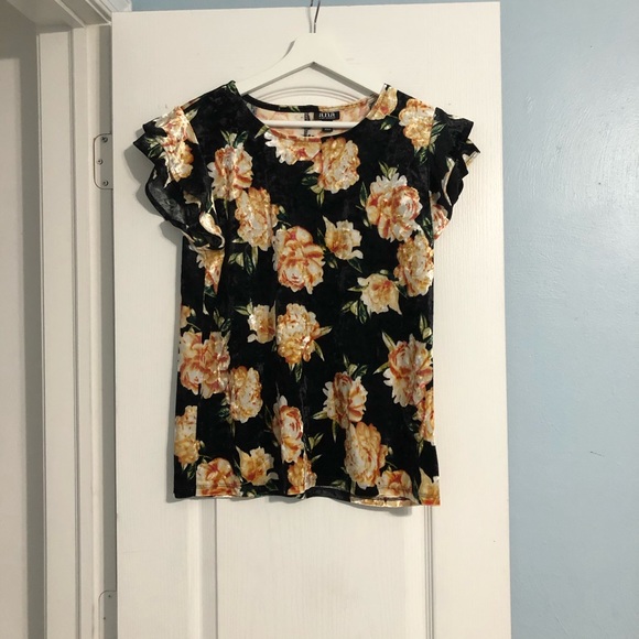 a.n.a Velvet Ruffle Sleeve Top - Picture 3 of 4